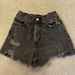 BDG Black Washed Distressed High-Rise Denim Shorts